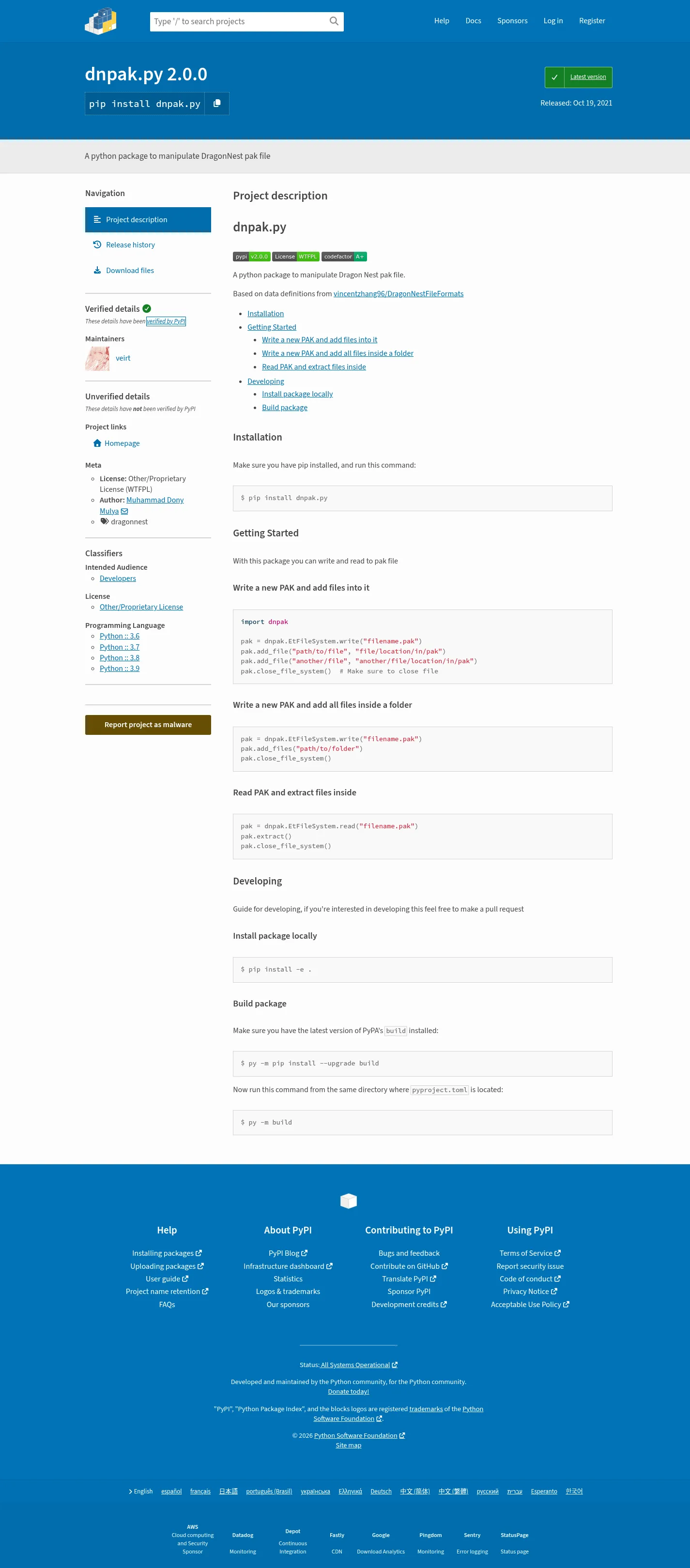 dnpak.py in use